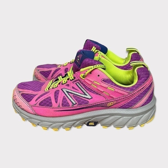 𝅺new Balance Pink Yellow Trail Running Athletic Shoes, All Terrain 610v4, 6.5M - Picture 1 of 9